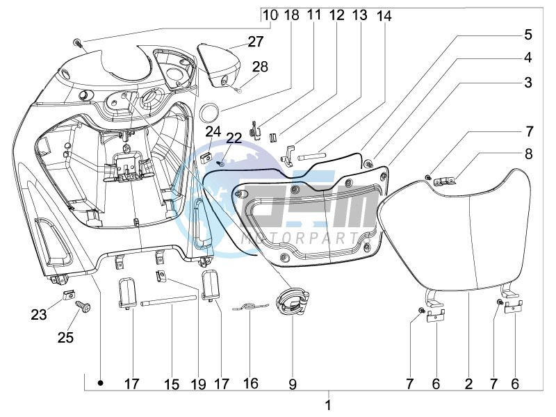 Front glove-box - Knee-guard panel