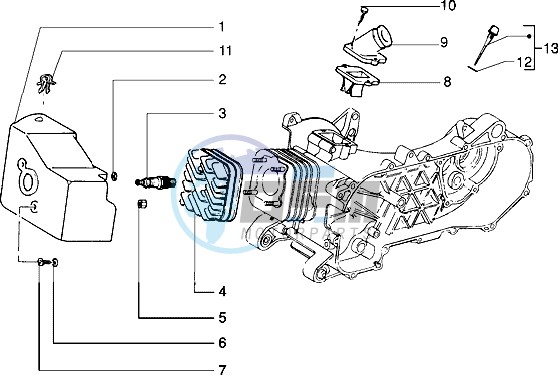 Cylinder head - Cooling hood - Inlet and induction pipe