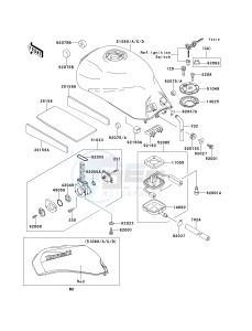 ZX 1100 E [GPZ 1100] (E1-E3) [GPZ 1100] drawing FUEL TANK -- ZX1100-E1- -