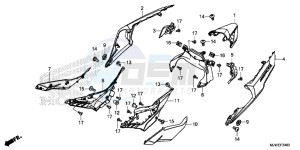 CBR500R England - (3ED) drawing SIDE COVER/REAR COWL