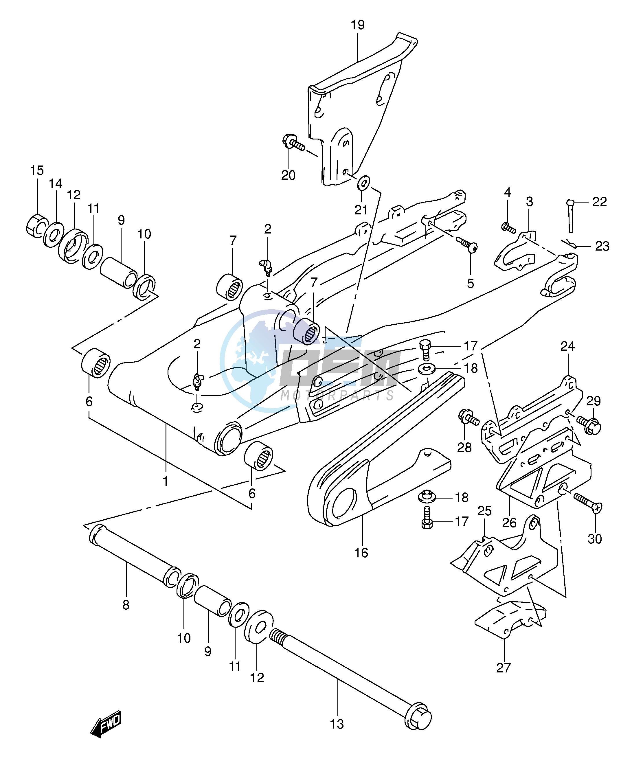 REAR SWINGING ARM (MODEL R S T)