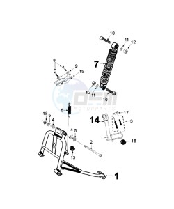 CITYSTAR 125 AC drawing REAR SHOCK AND STAND