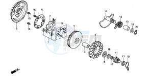 SFX50 drawing DRIVE FACE/ KICK STARTER SPINDLE