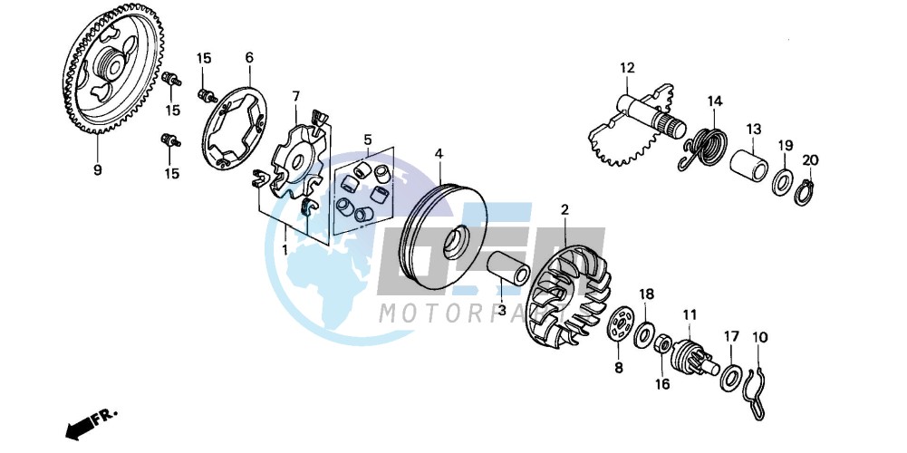 DRIVE FACE/ KICK STARTER SPINDLE