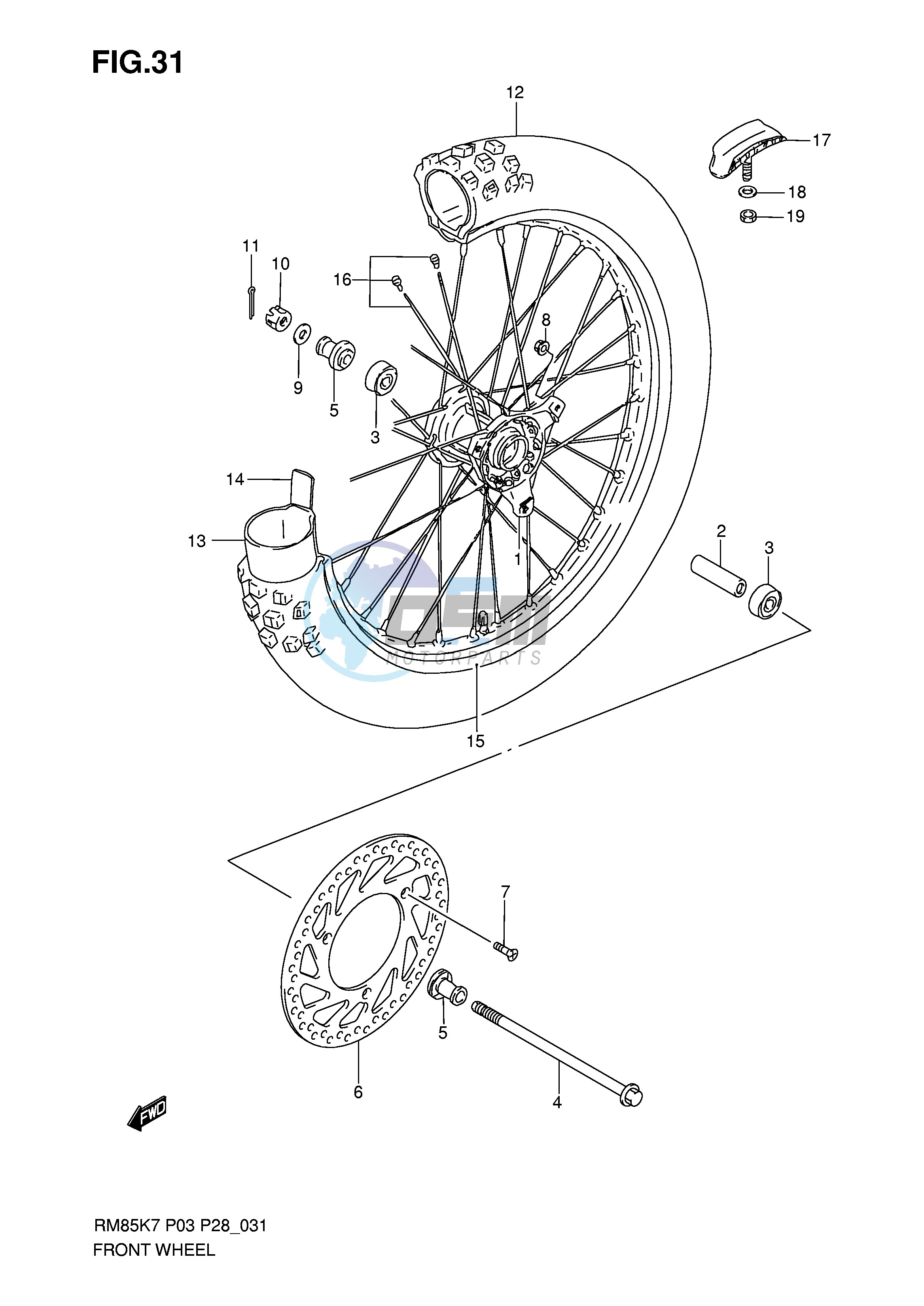 FRONT WHEEL (RM85K7 K8 K9 L0)