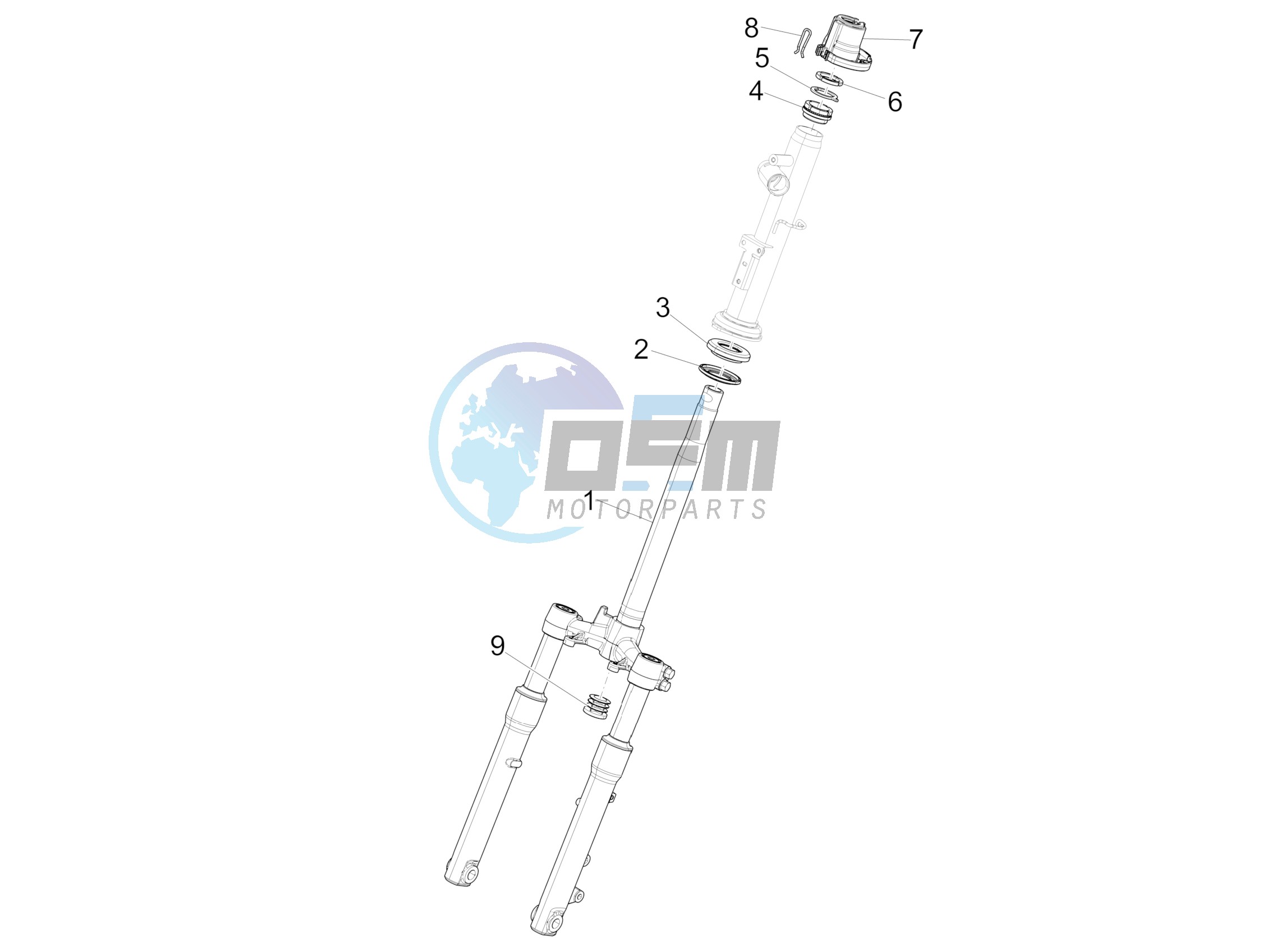 Fork/steering tube - Steering bearing unit