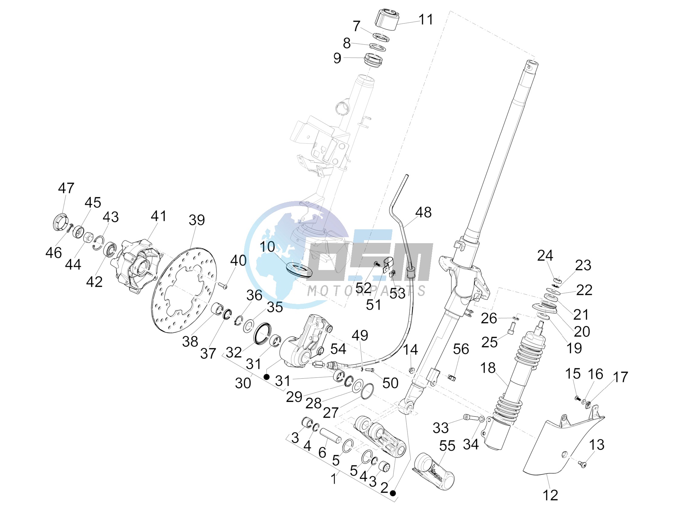 Fork/steering tube - Steering bearing unit