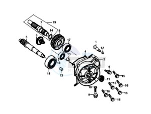 FIDDLE II 50 25KMH OLD ENGINE drawing CRANKCASE - DRIVE SHAFT - CRANKCASE