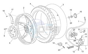 Scarabeo 50 2t (eng. Minarelli) drawing Rear wheel - disc brake