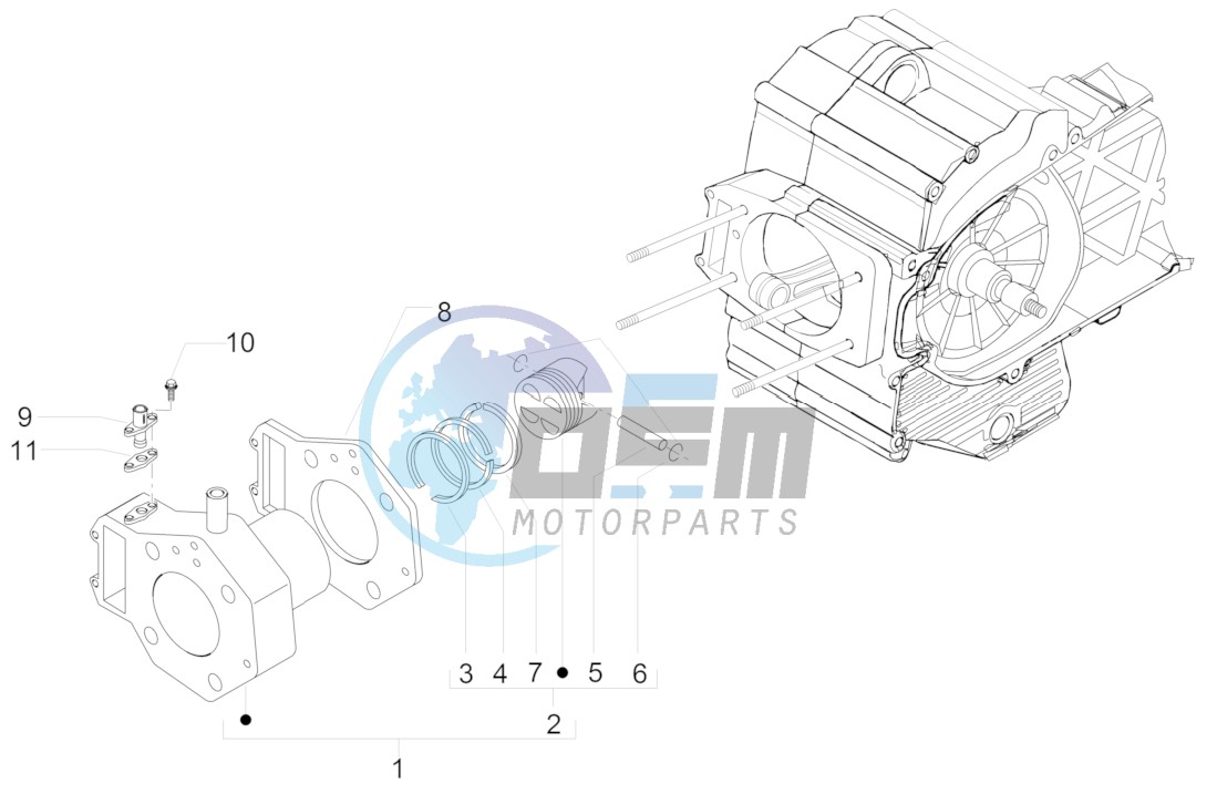 Cylinder-piston-wrist pin unit