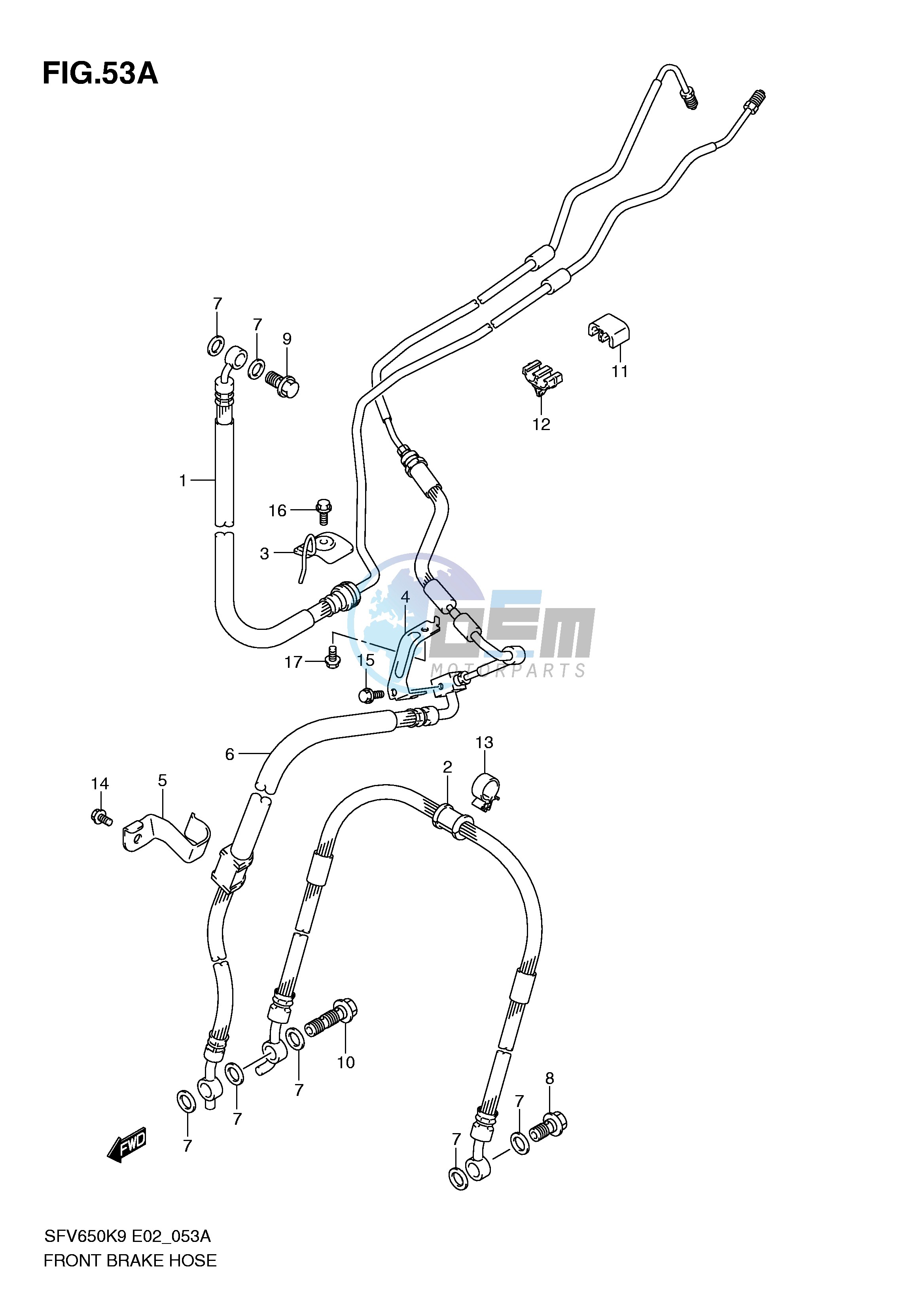 FRONT BRAKE HOSE(SFV650AK9 UAK9 AL0 UAL0)