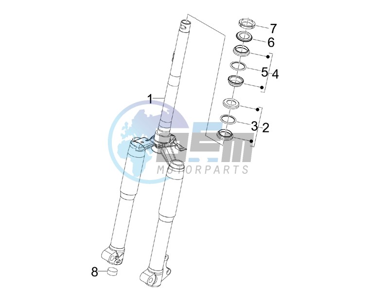 Fork steering tube - Steering bearing unit