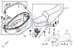 JOYRIDE 125 drawing BUDDYSEAT - HELMET BOX