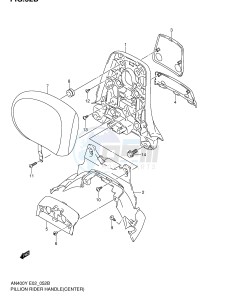 AN400 (E2) Burgman drawing PILLION RIDER HANDLE (CENTER)(MODEL K2)