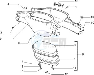 Zip 50 SP drawing Speedometers Kms. - handlebar cover