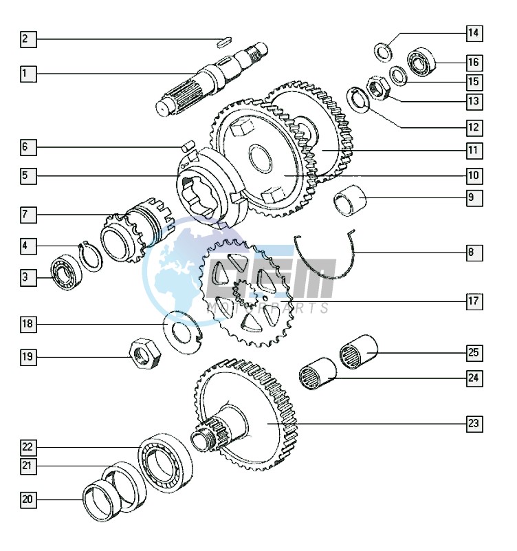 Countershaft-mainshaft