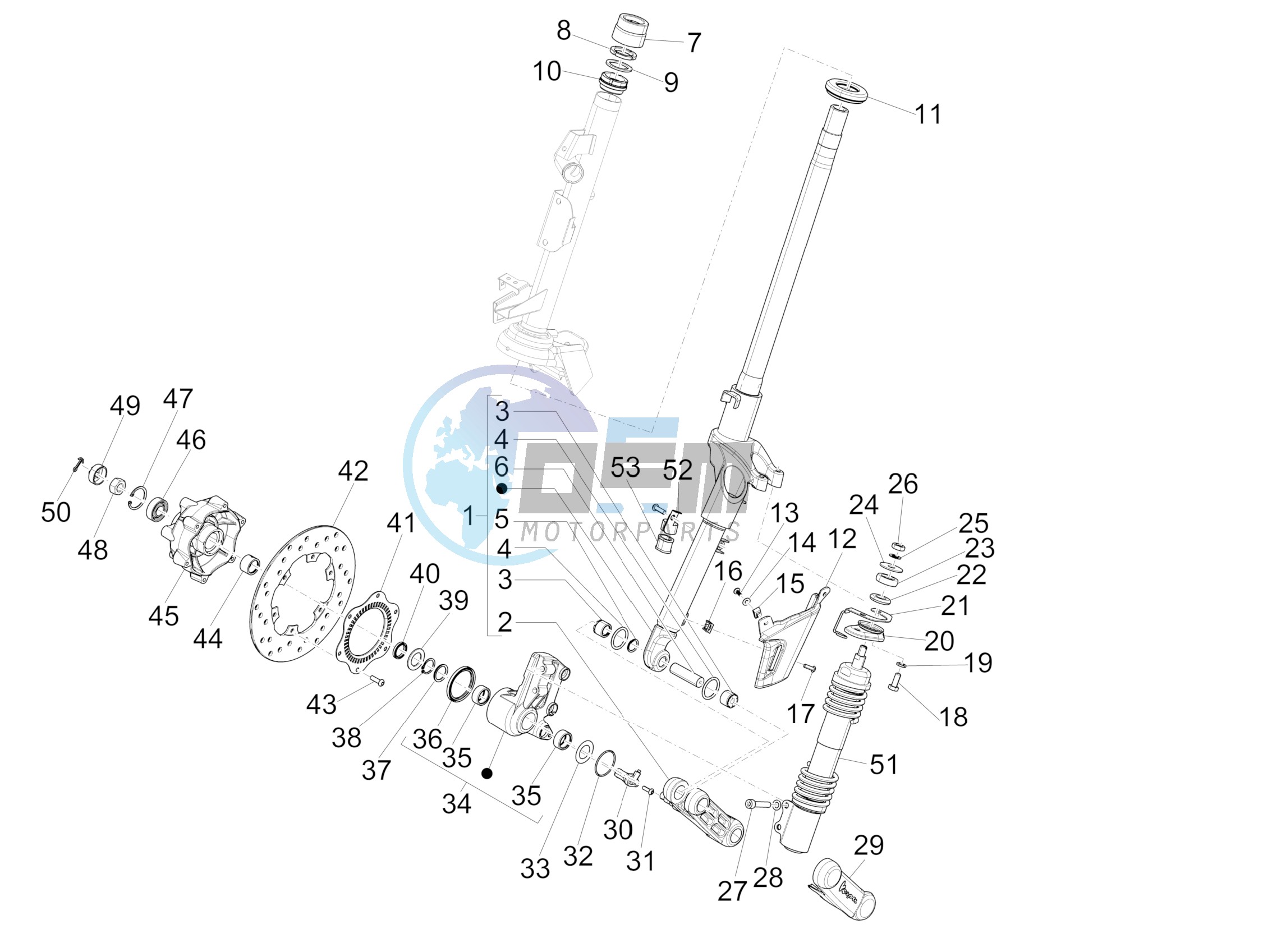 Fork/steering tube - Steering bearing unit