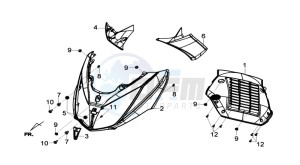 GTS 300 I drawing FR PLATE / INDICATORS / INNER LEG SHIELD