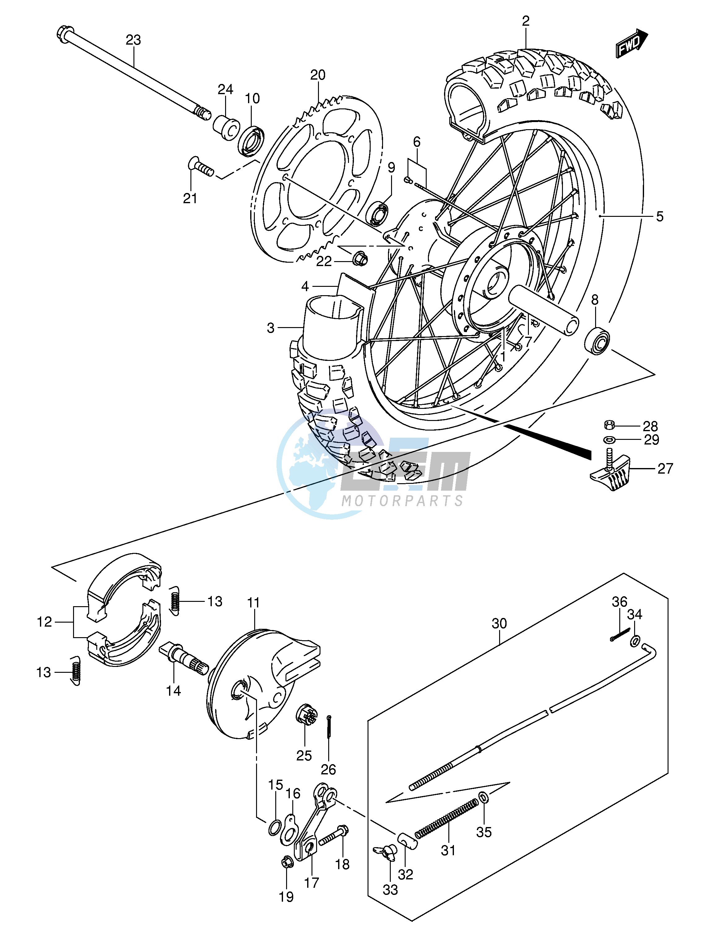 REAR WHEEL (DR-Z125K3)