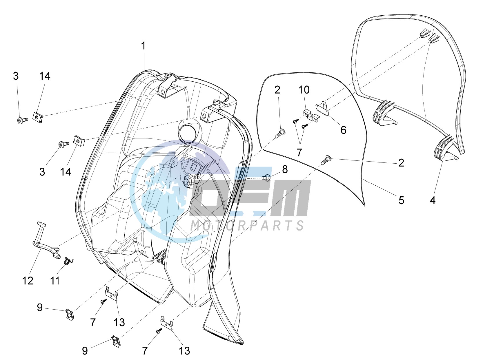 Front glovebox - Knee-guard panel