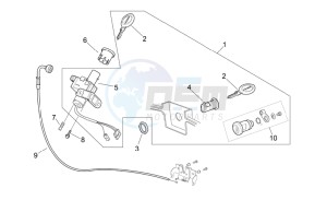 Scarabeo 125-200 e3 (eng. piaggio) drawing Lock hardware kit