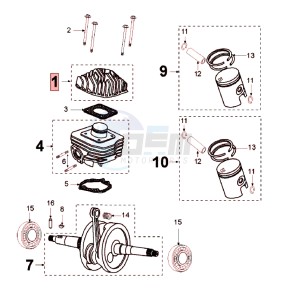 LUDIX 14 RLA ELEGANCE drawing CRANKSHAFT AND CYLINDER ALU