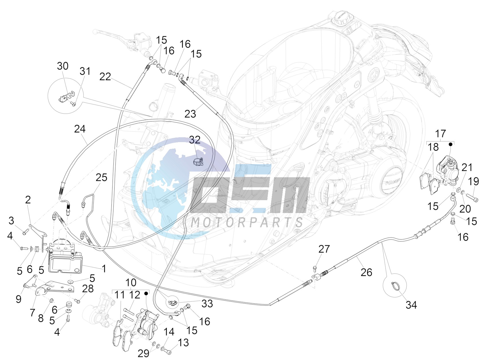 Brakes pipes - Calipers (ABS)