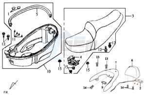 JOYRIDE 125 drawing BUDDYSEAT - HELMET BOX