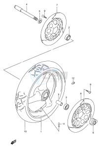 GSX-R1100W (E2) drawing FRONT WHEEL (MODEL P R)