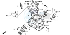 CR125R drawing CYLINDER/CYLINDER HEAD (CR125R2,3)