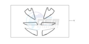 CBR600RR9 France - (F / CMF MME SPC) drawing RACING STICKER WHITE BACKGROUND 'NUMBER PLATE STICKERS' WITH