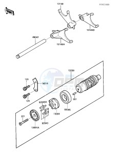 ZX 900 A [NINJA] (A1-A2) NINJA 900 drawing GEAR CHANGE DRUM & FORKS