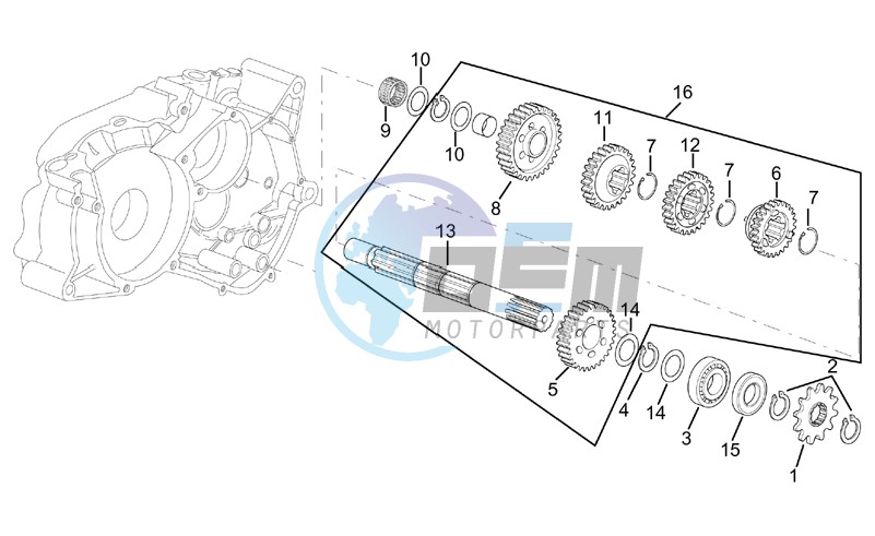 Driven shaft 5 speed gearbox