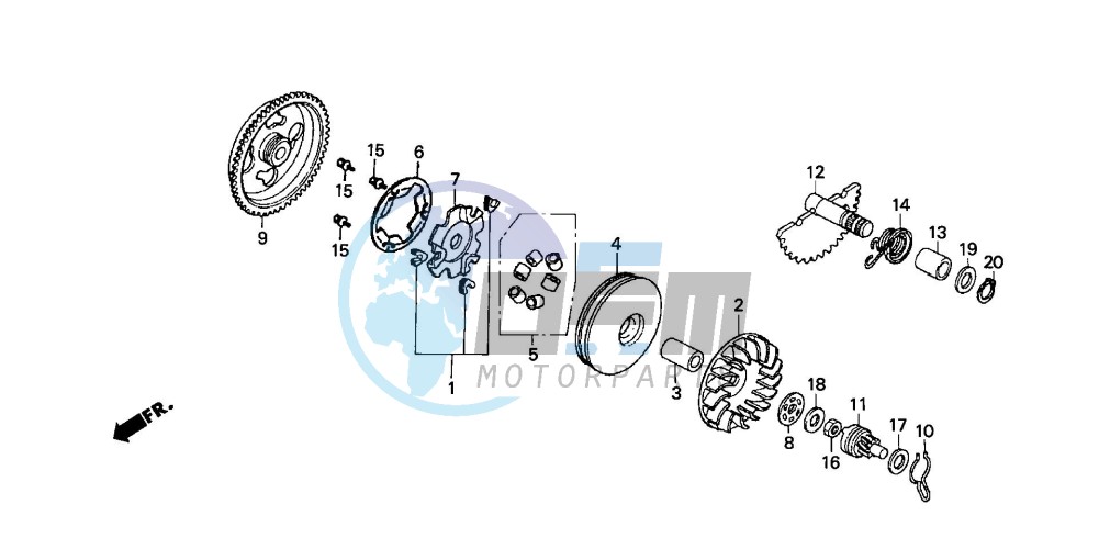 DRIVE FACE/ KICK STARTER SPINDLE