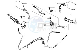 JET 50 BC ENGINE drawing HANDLEBAR / CABLES / BRAKE LEVER