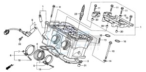 RVF750R drawing CYLINDER HEAD (REAR)