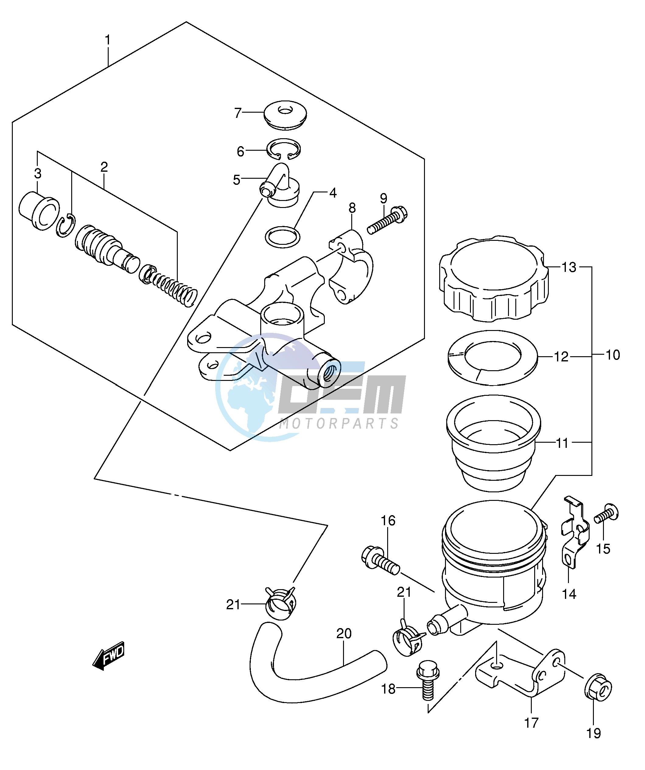 FRONT MASTER CYLINDER (SEE NOTE)