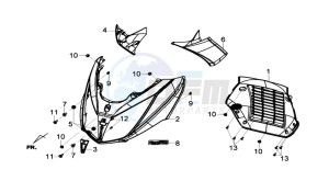 GTS 125I ABS drawing FR PLATE / INDICATORS / INNER LEG SHIELD