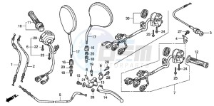 CB900F HORNET 900 drawing HANDLE LEVER/SWITCH/CABLE