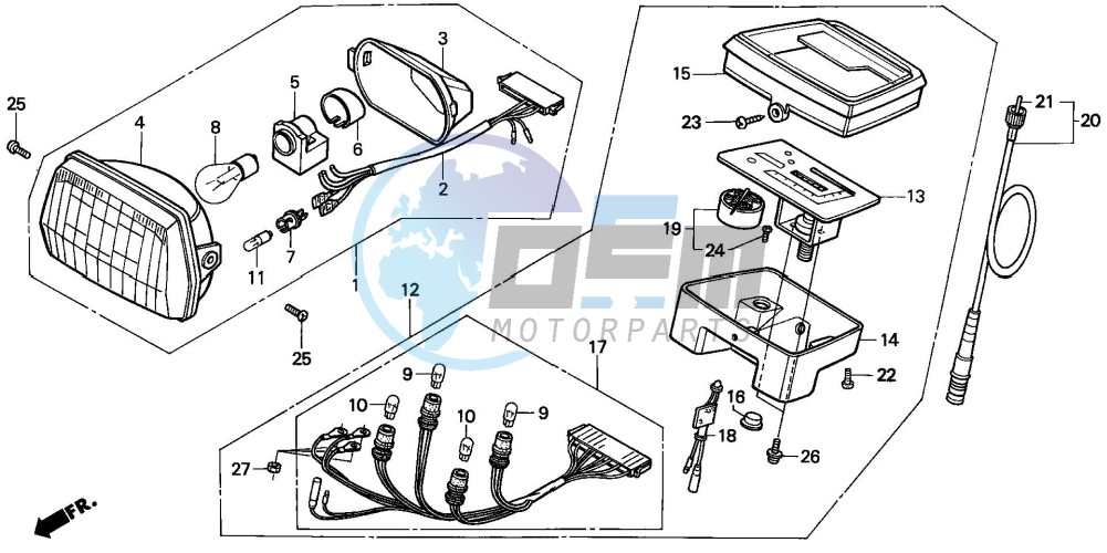 HEADLIGHT/SPEEDOMETER (SH75P/DP/DS)