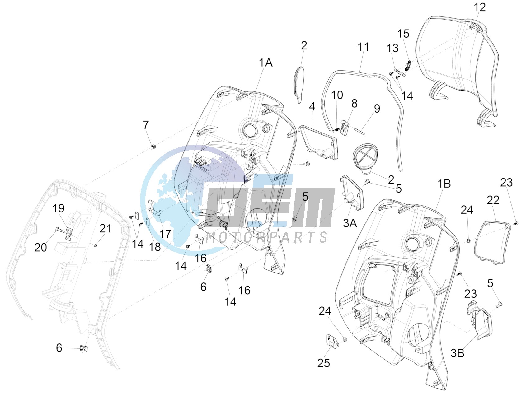 Front glove-box - Knee-guard panel