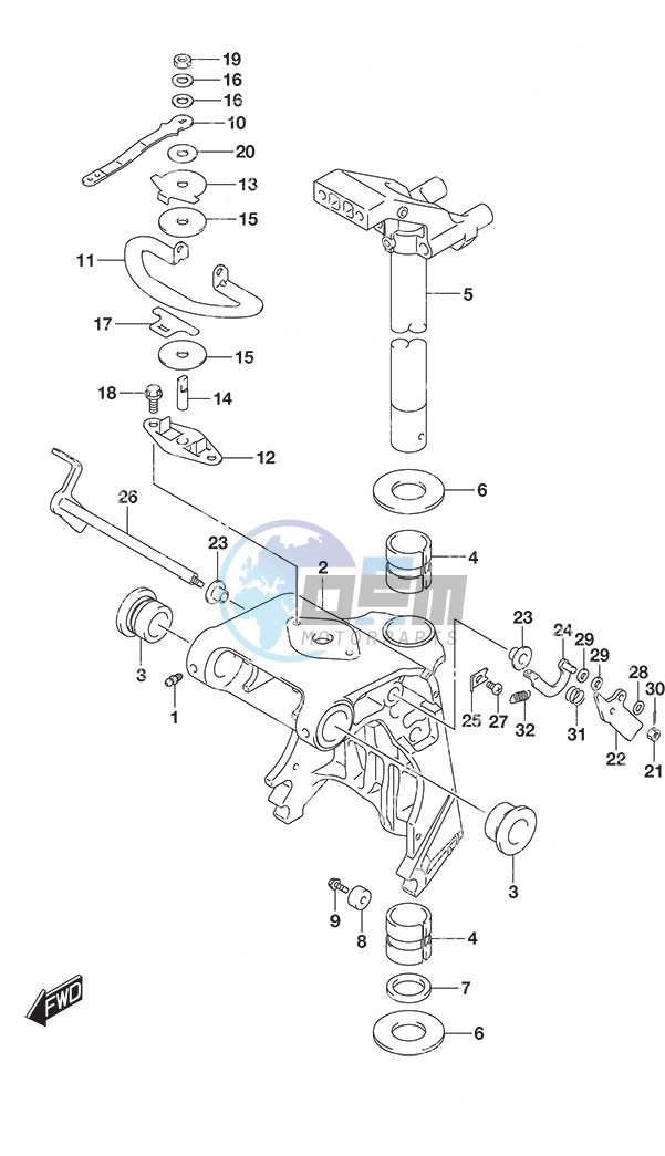 Swivel Bracket Tiller Handle w/Power Tilt