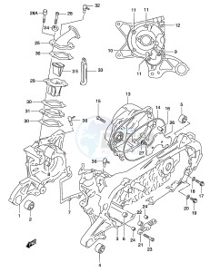 AY50 (P19) katana drawing CRANKCASE (MODEL AY50WR K2, SEE NOTE)