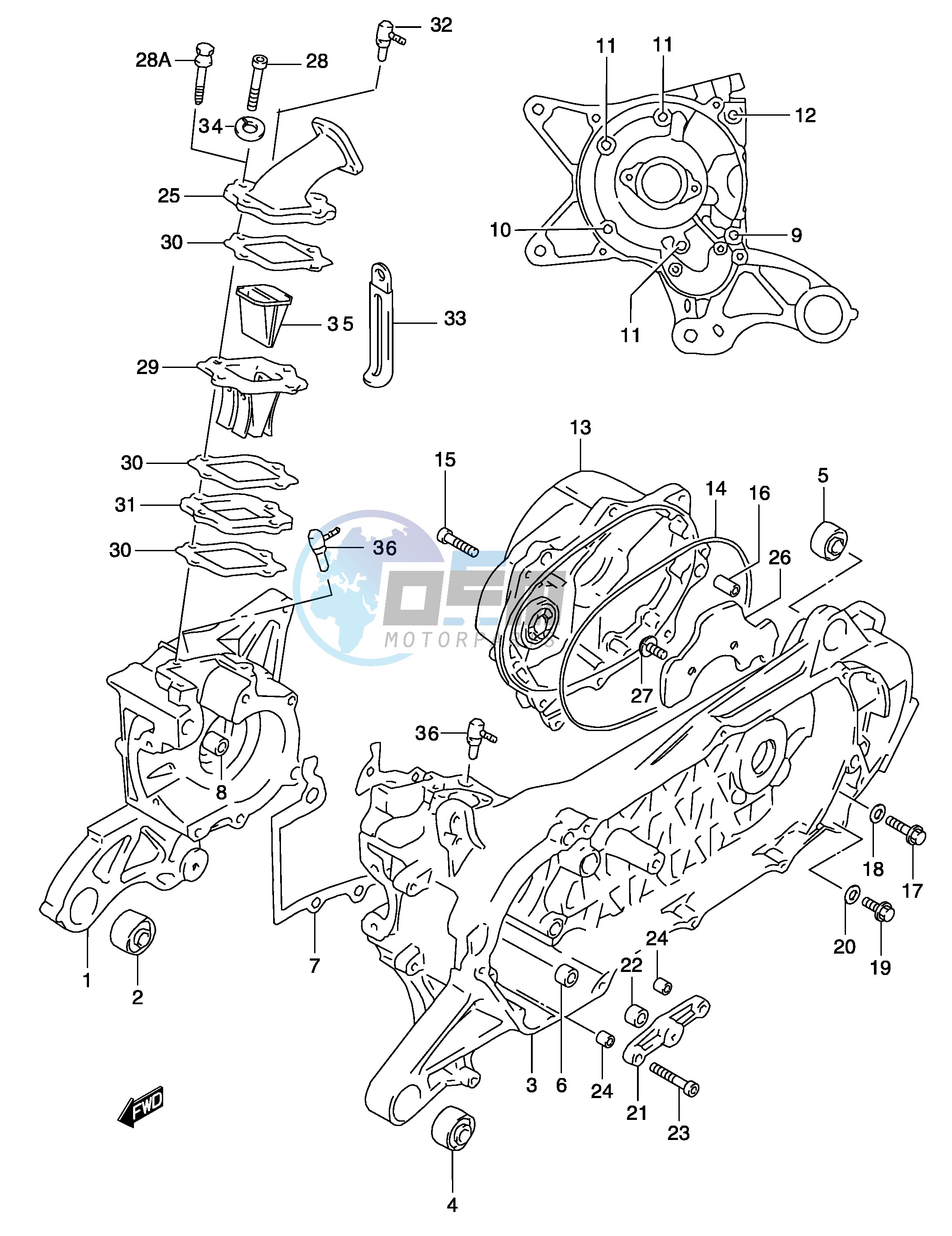 CRANKCASE (MODEL AY50WR K2, SEE NOTE)