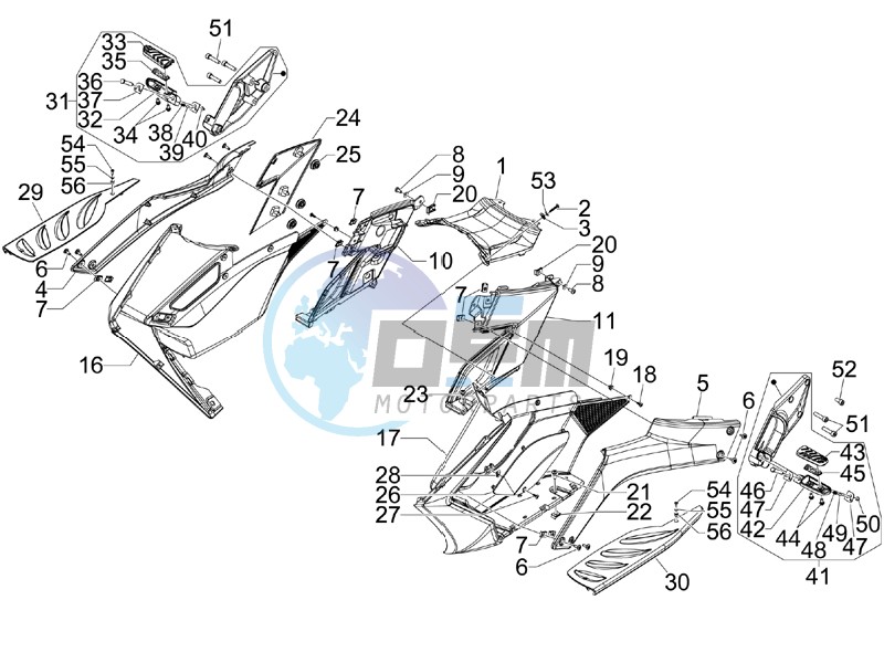 Central cover - Footrests