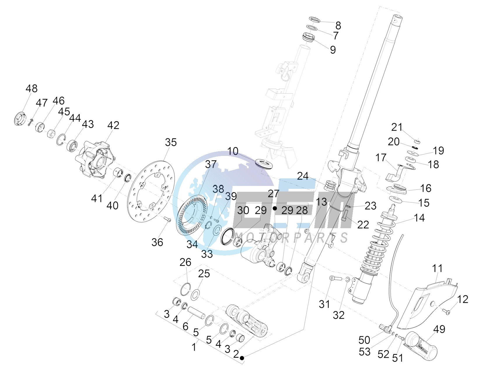 Fork/steering tube - Steering bearing unit