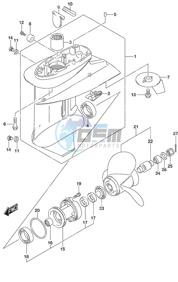 Gear Case Non-Remote Control