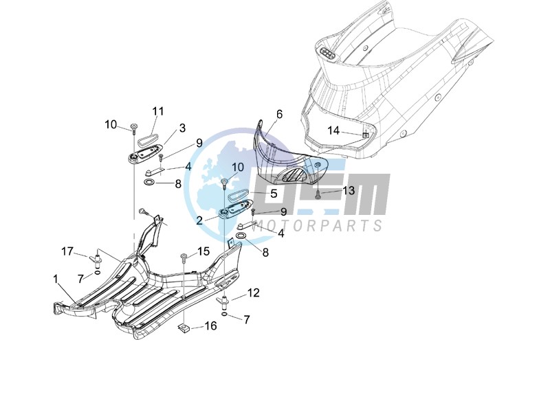 Central cover - Footrests