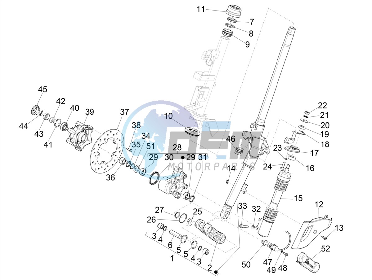 Fork/steering tube - Steering bearing unit