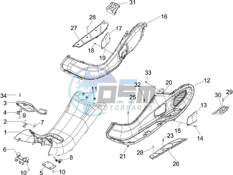 Central cover - Footrests